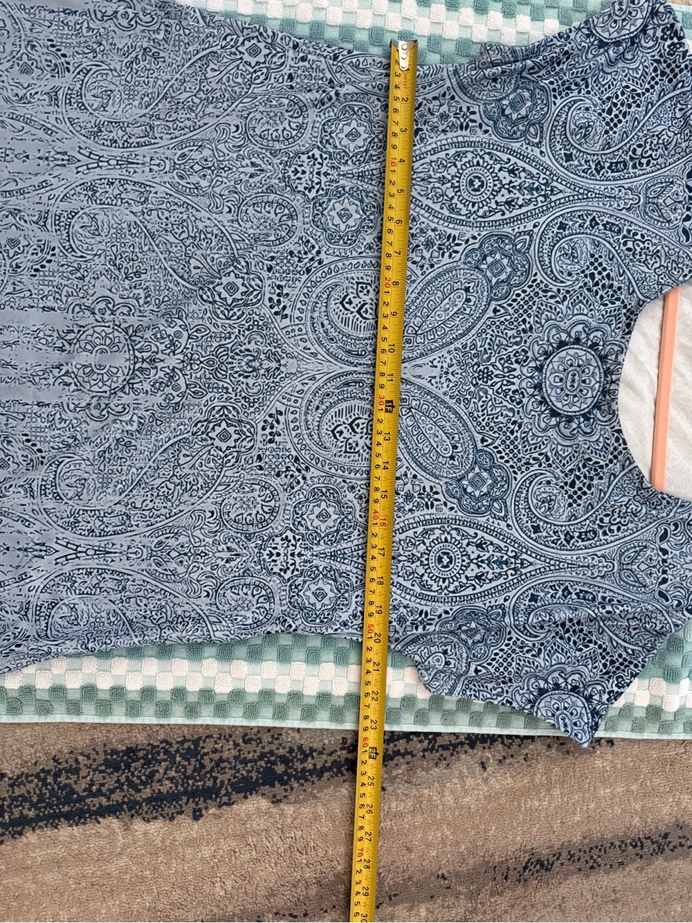 Blue Paisley Mini Dress - Lightweight Short Sleeve - Picture 4 of 5